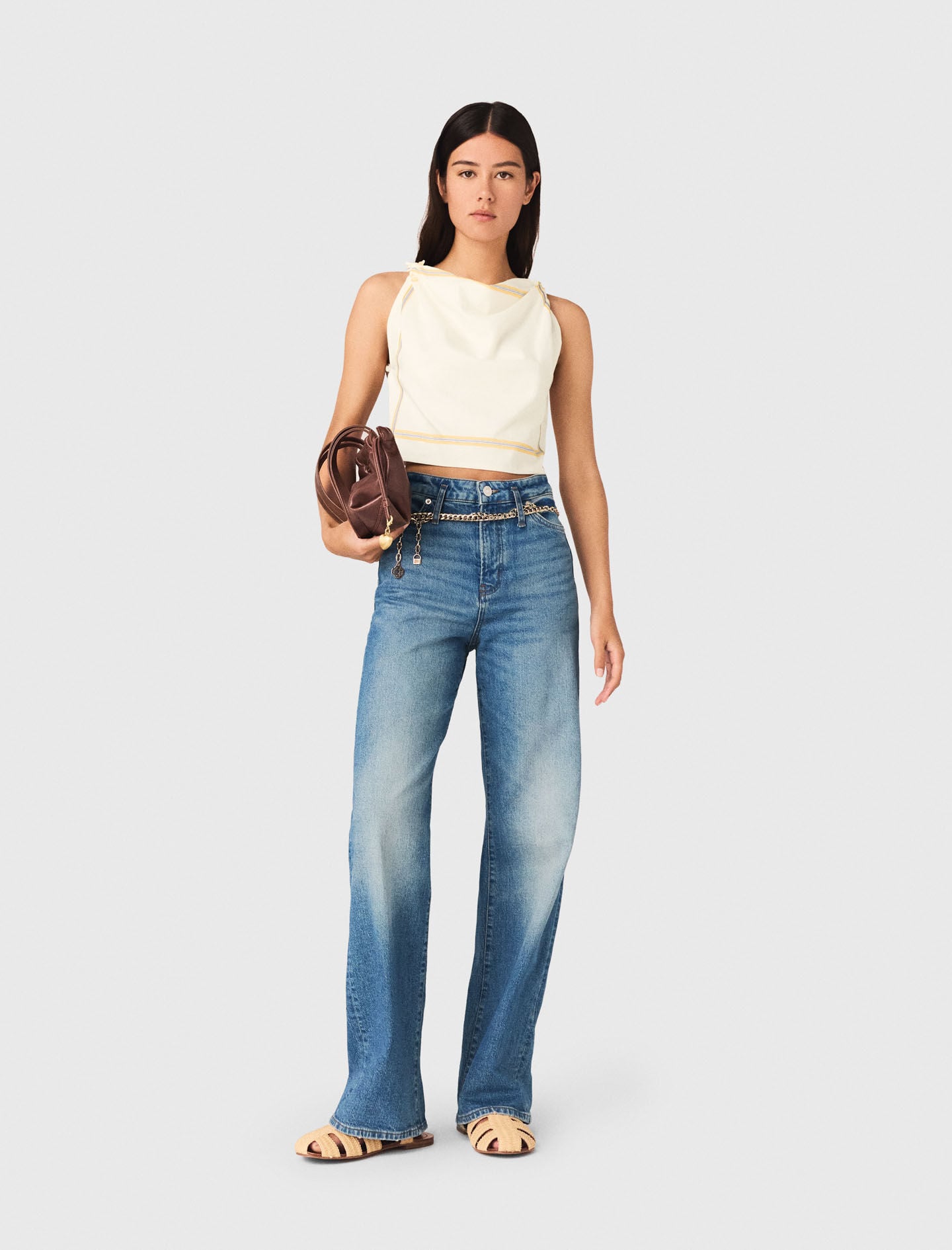 Maje Patterned backless crop top