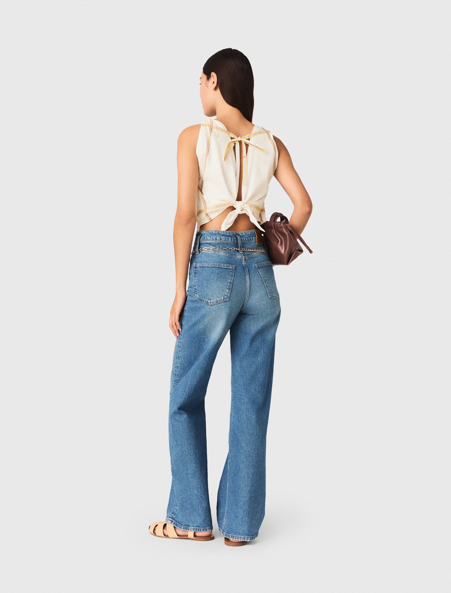 Maje Patterned backless crop top