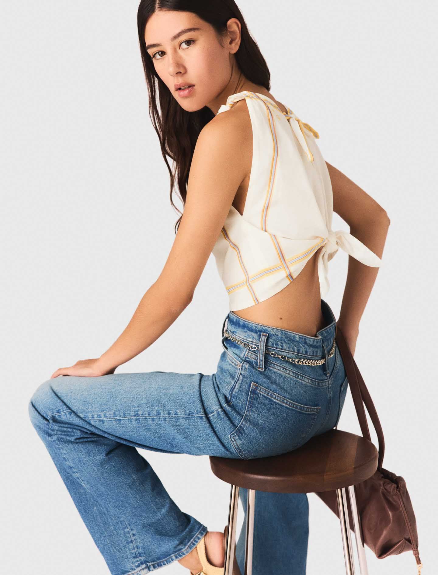 Maje Patterned backless crop top