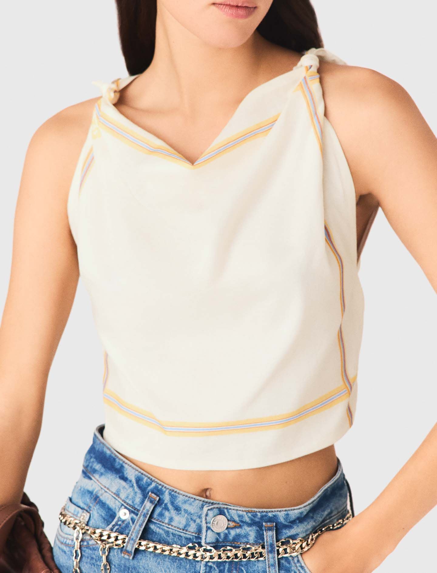 Maje Patterned backless crop top