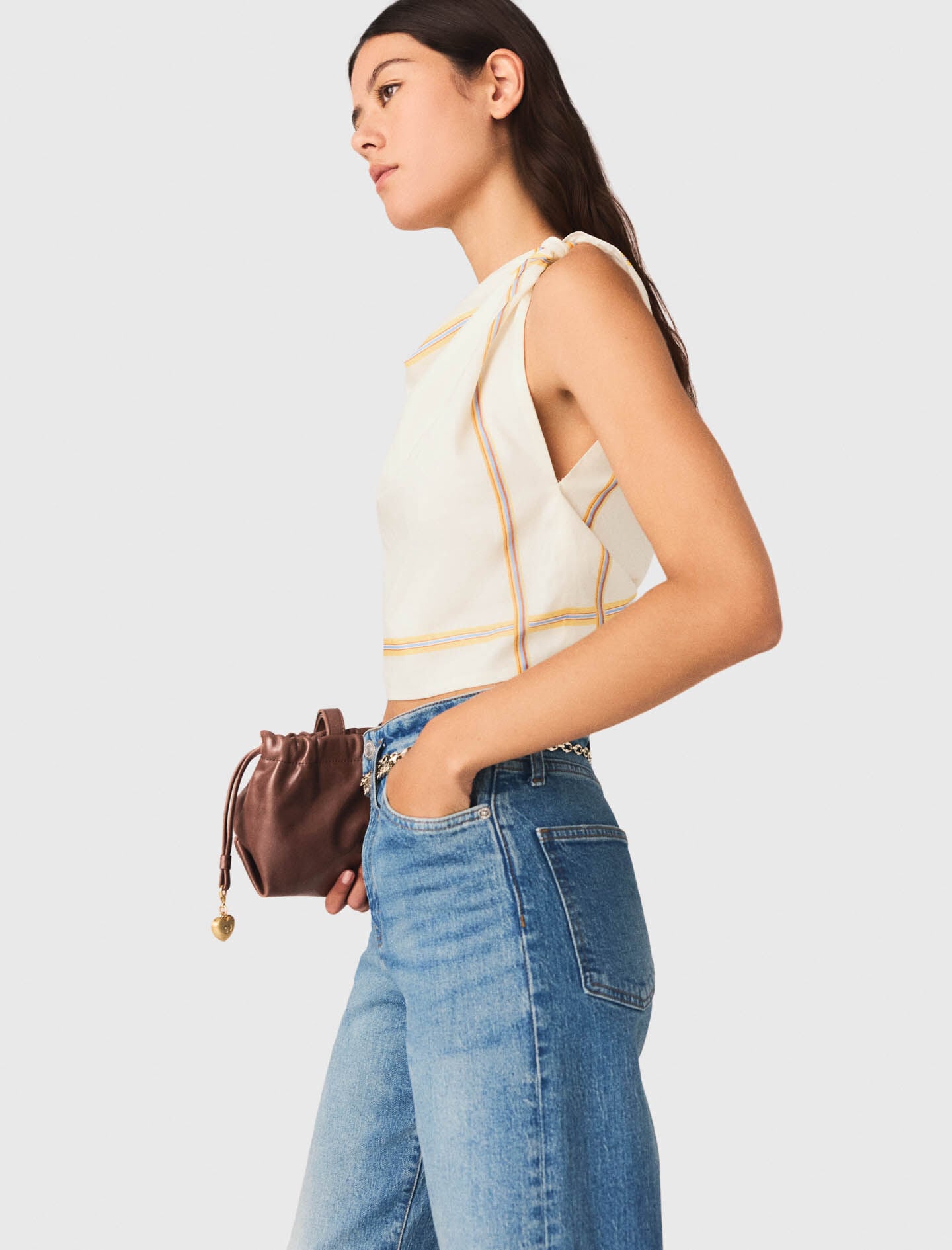 Maje Patterned backless crop top