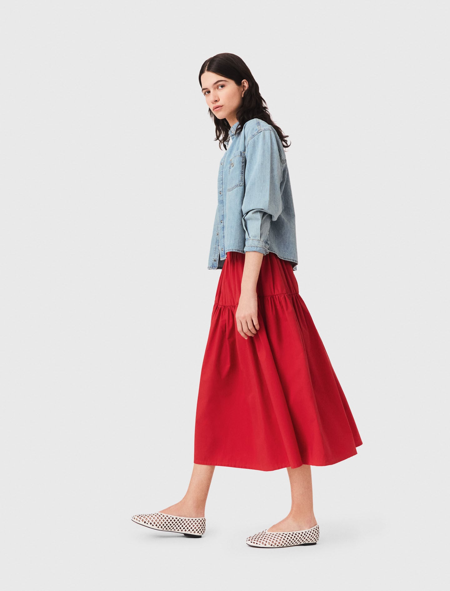 Maje Long gathered skirt