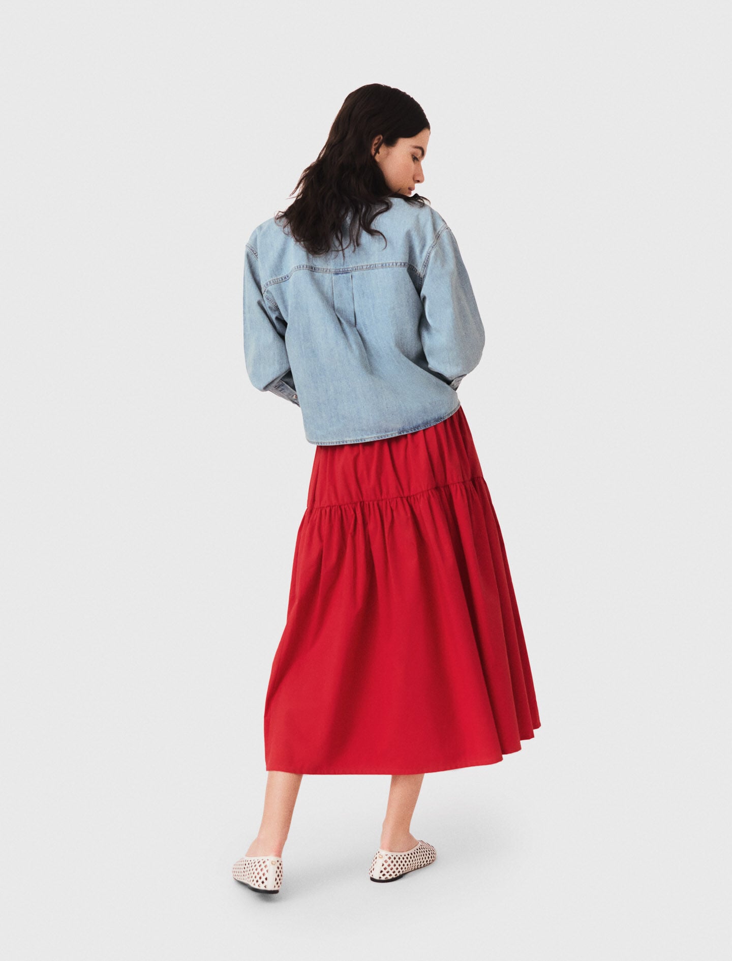 Maje Long gathered skirt