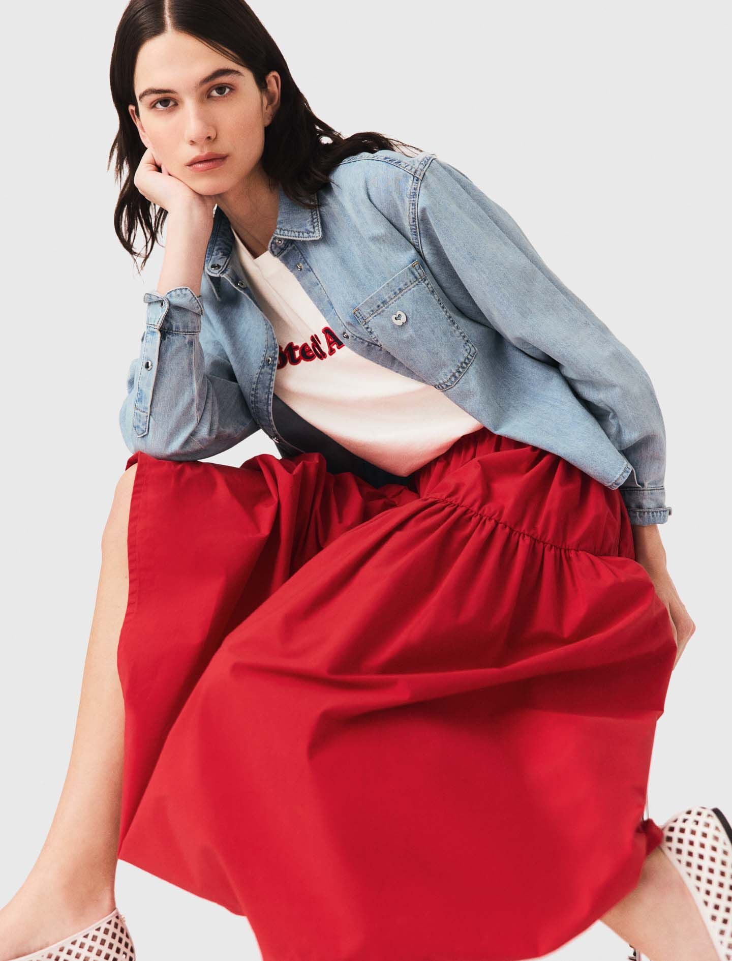 Maje Long gathered skirt