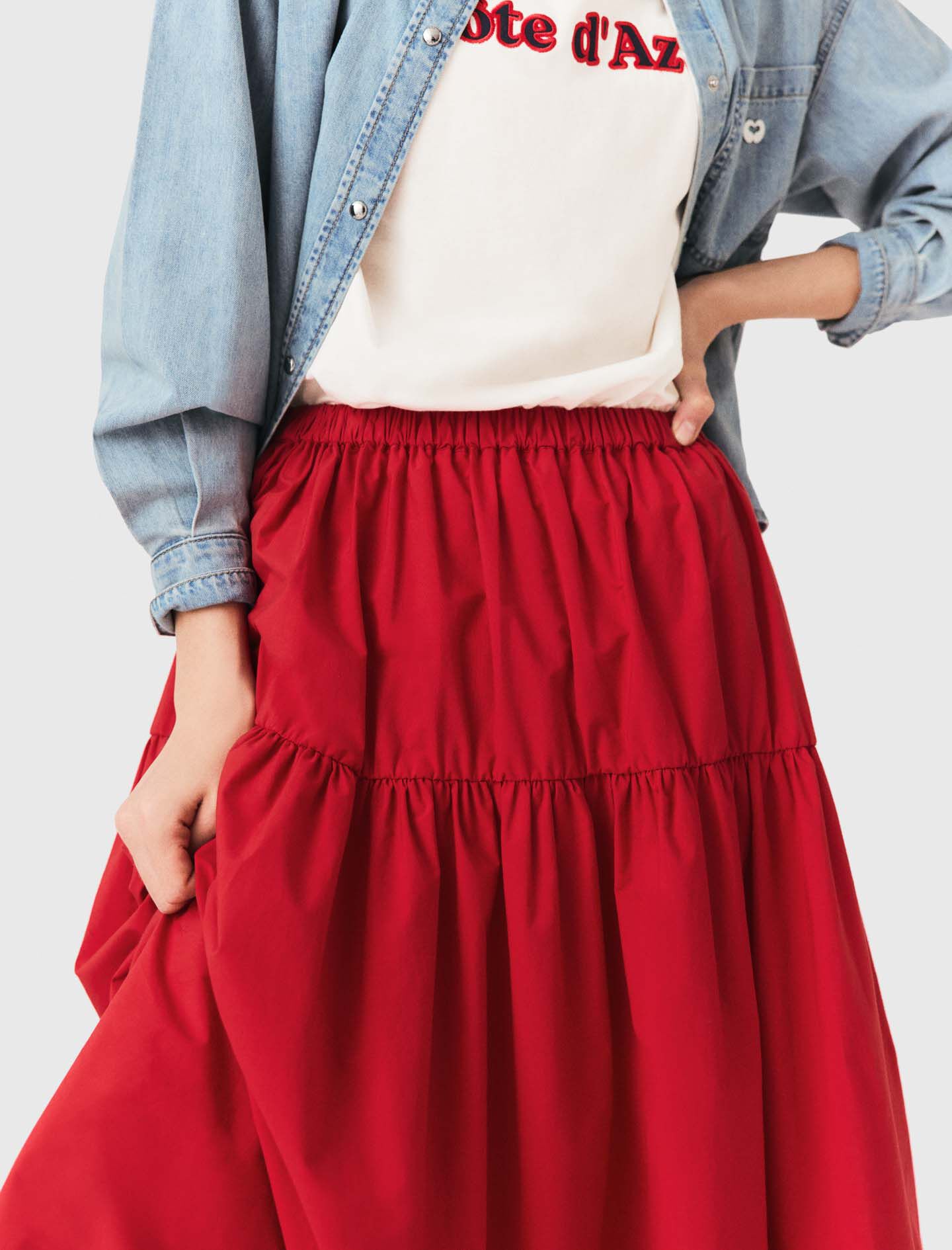 Maje Long gathered skirt