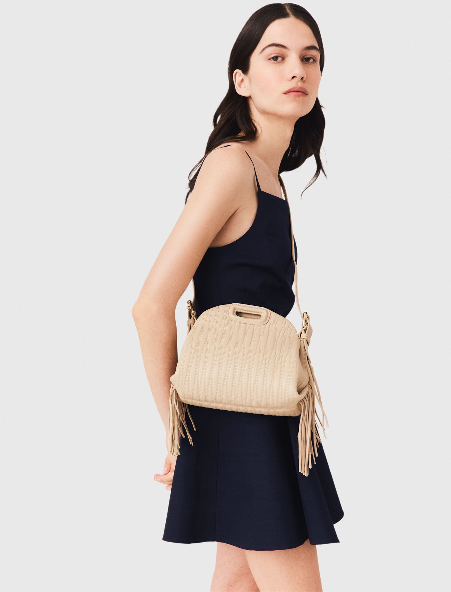Maje Stitched leather mini Miss M bag