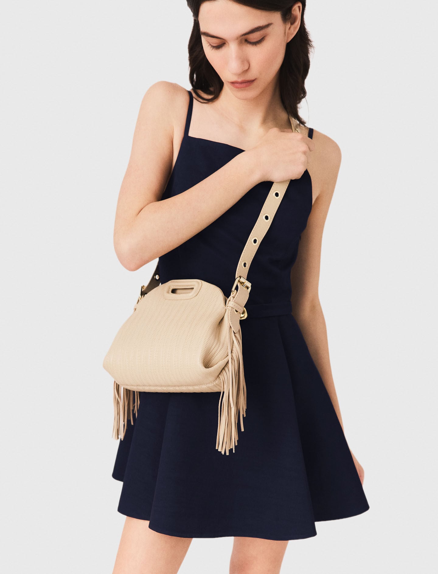 Maje Stitched leather mini Miss M bag