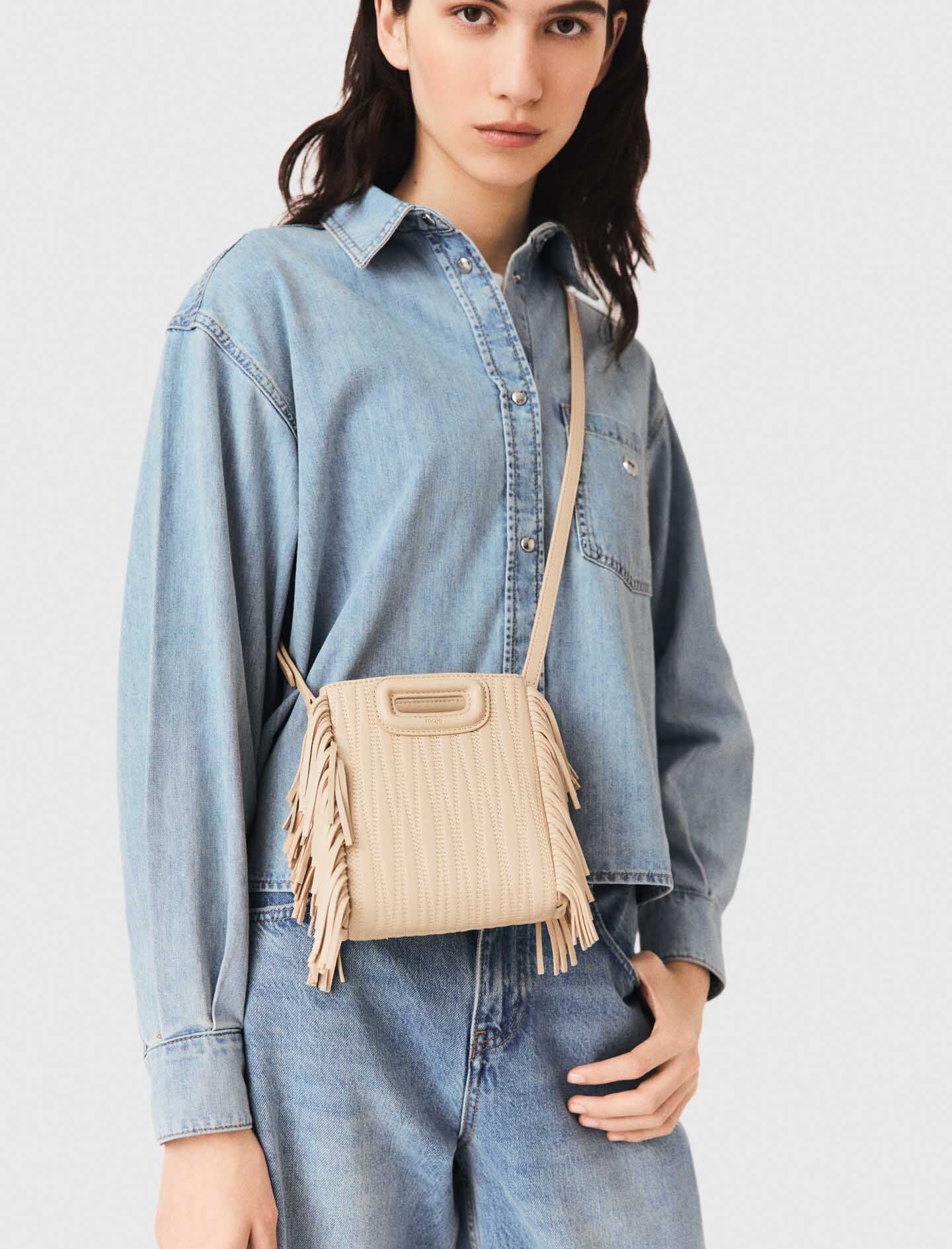 Maje Topstitched leather mini M bag