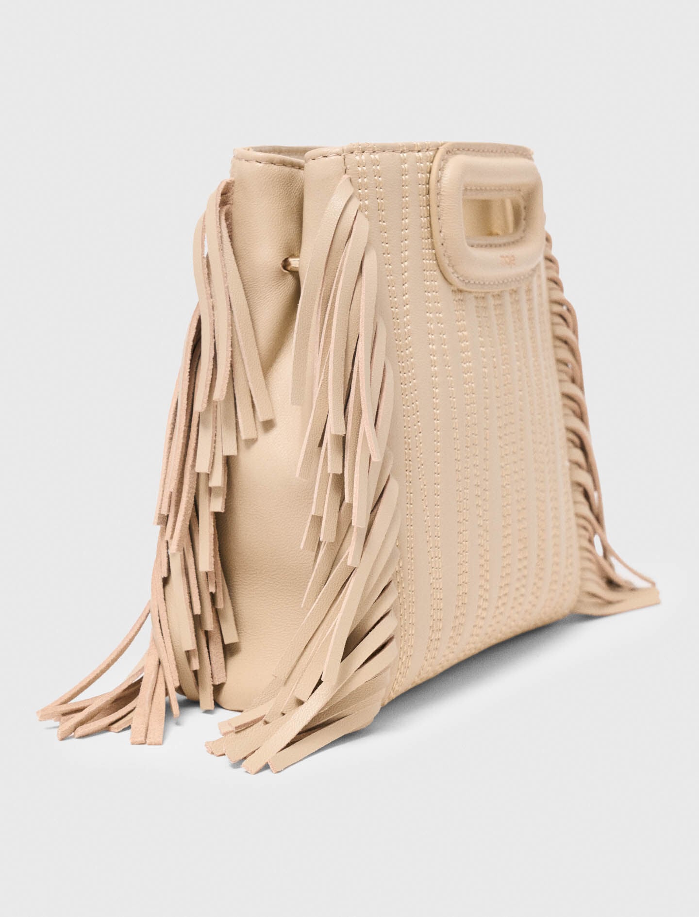 Maje Topstitched leather mini M bag