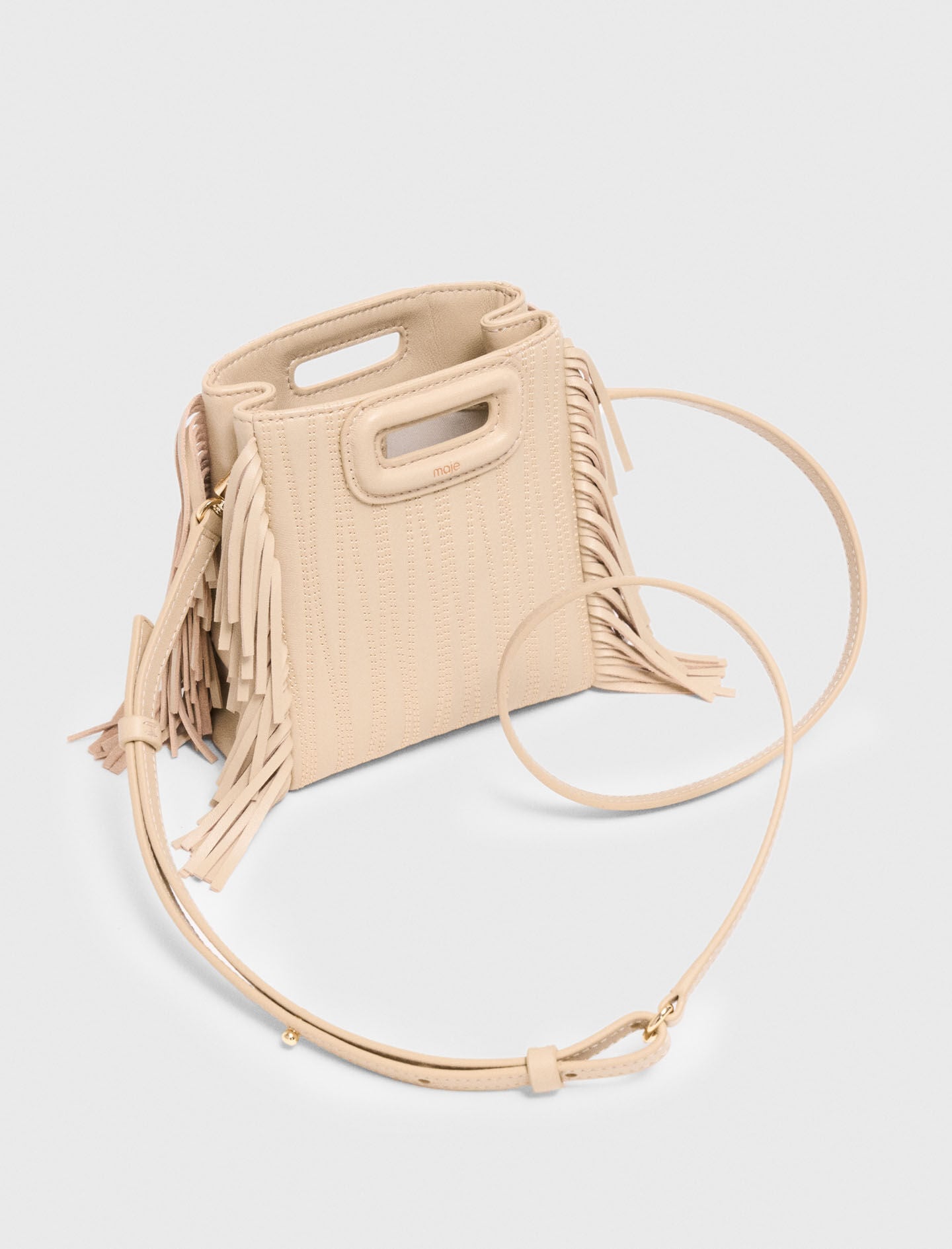 Maje Topstitched leather mini M bag