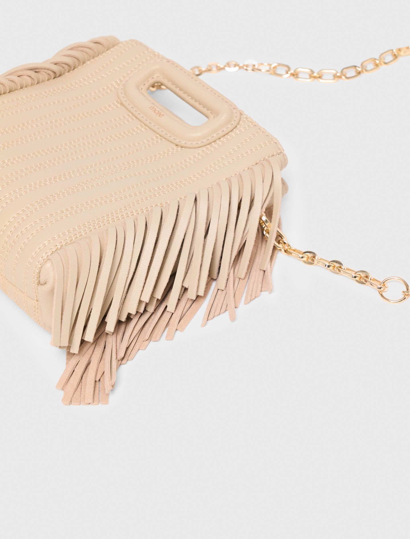 Maje Topstitched leather mini M bag