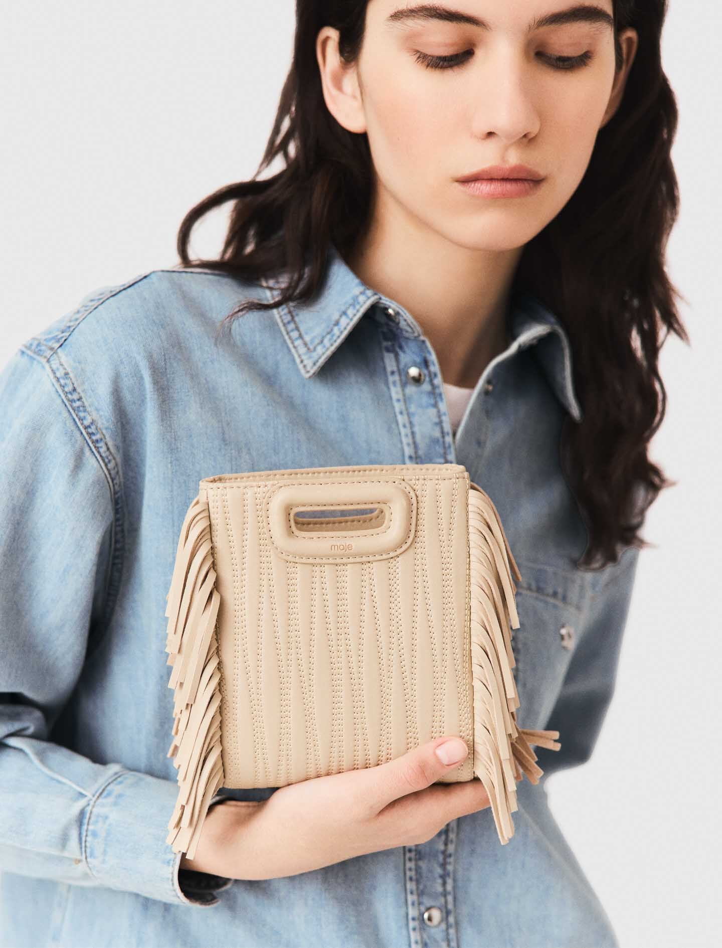 Maje Topstitched leather mini M bag