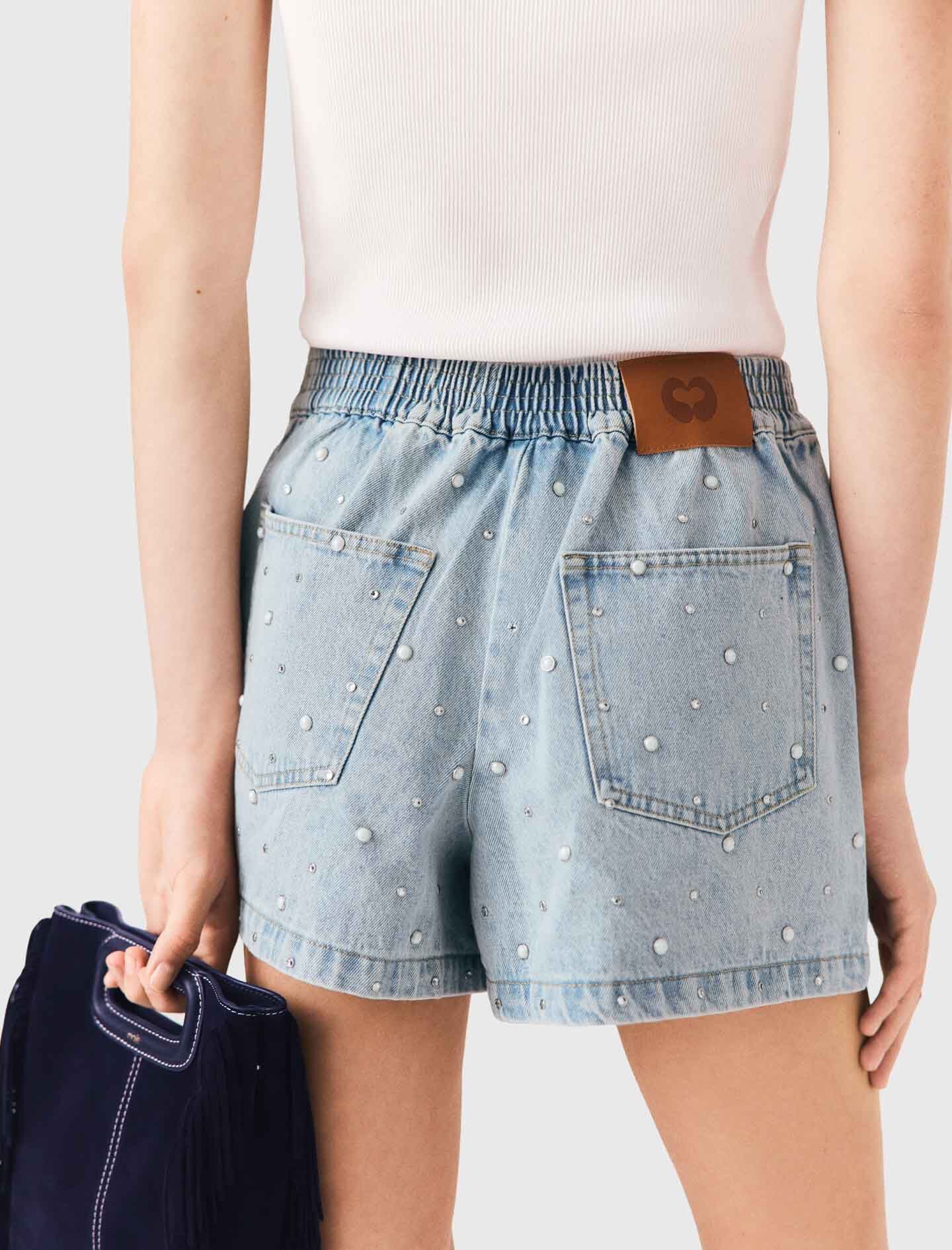 Maje Floral denim shorts