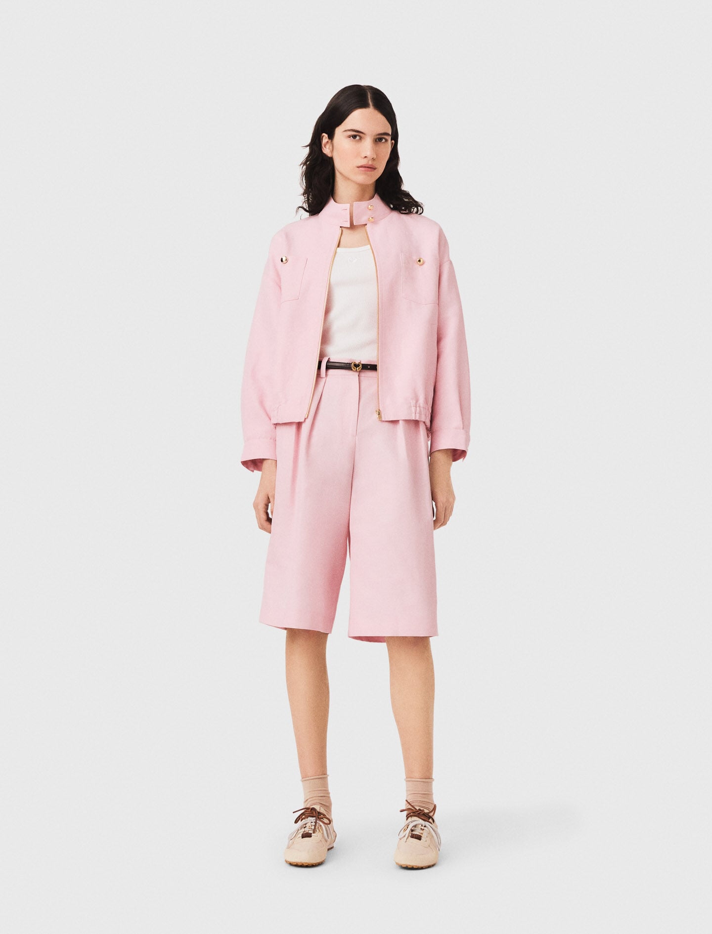Maje Linen blend bomber jacket