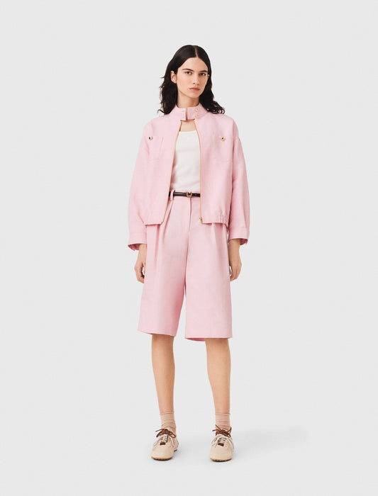 Maje Linen blend bomber jacket