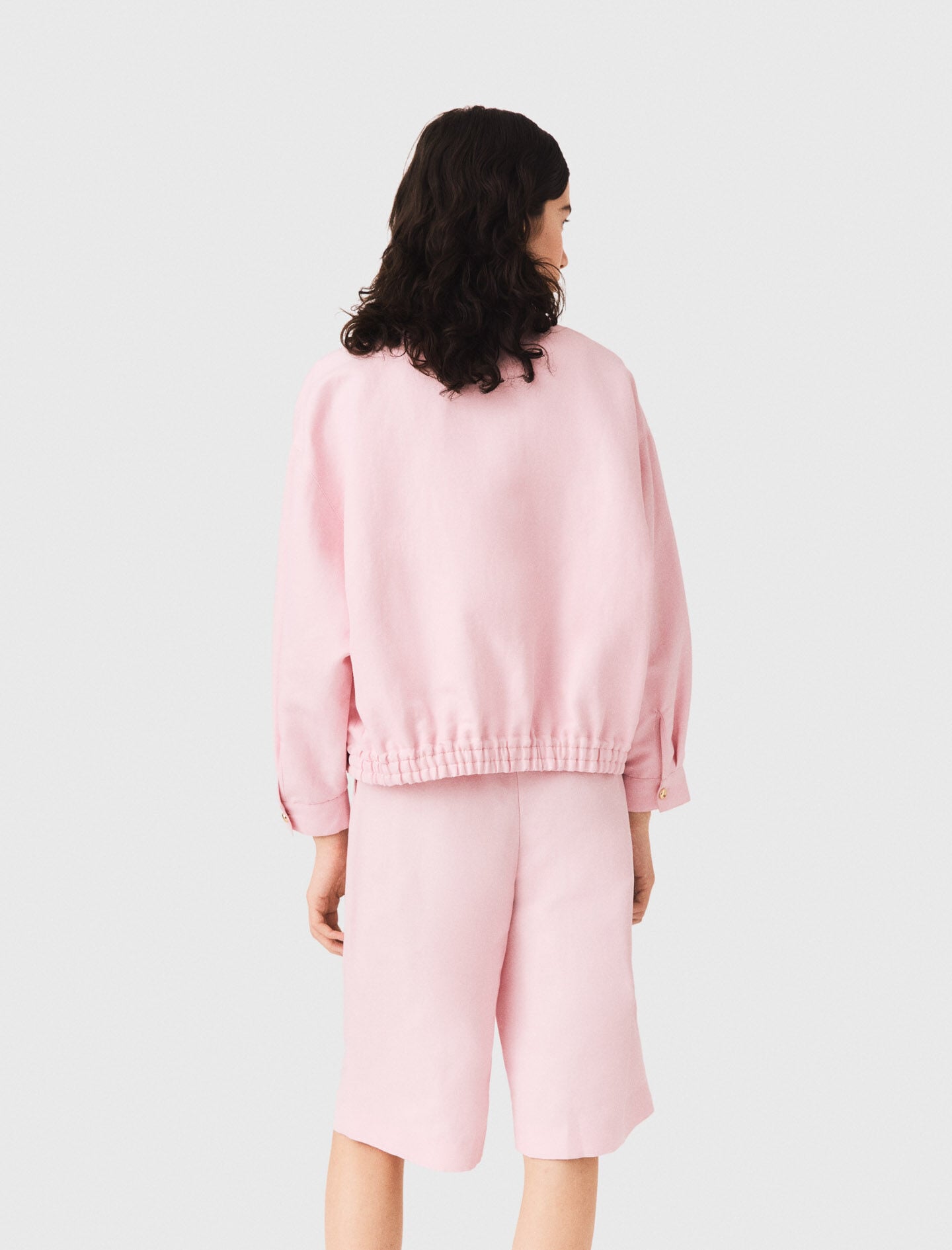 Maje Linen blend bomber jacket