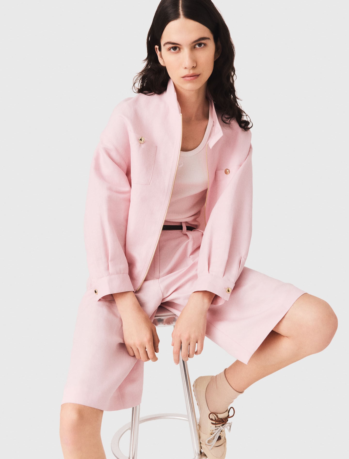 Maje Linen blend bomber jacket