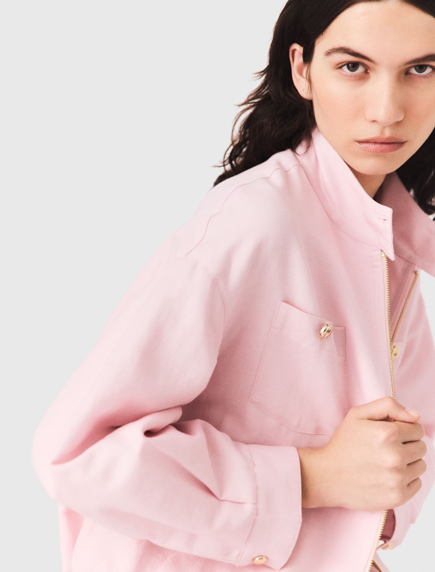 Maje Linen blend bomber jacket