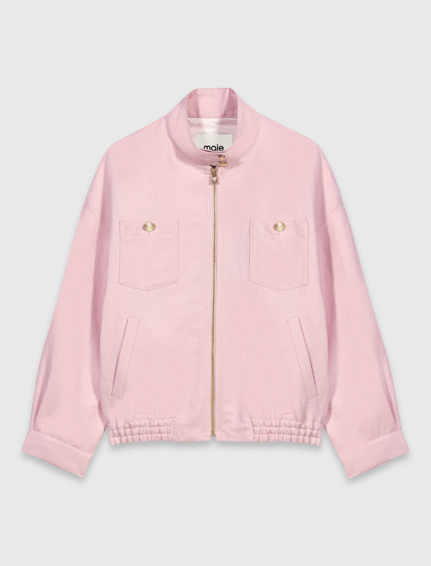 Maje Linen blend bomber jacket