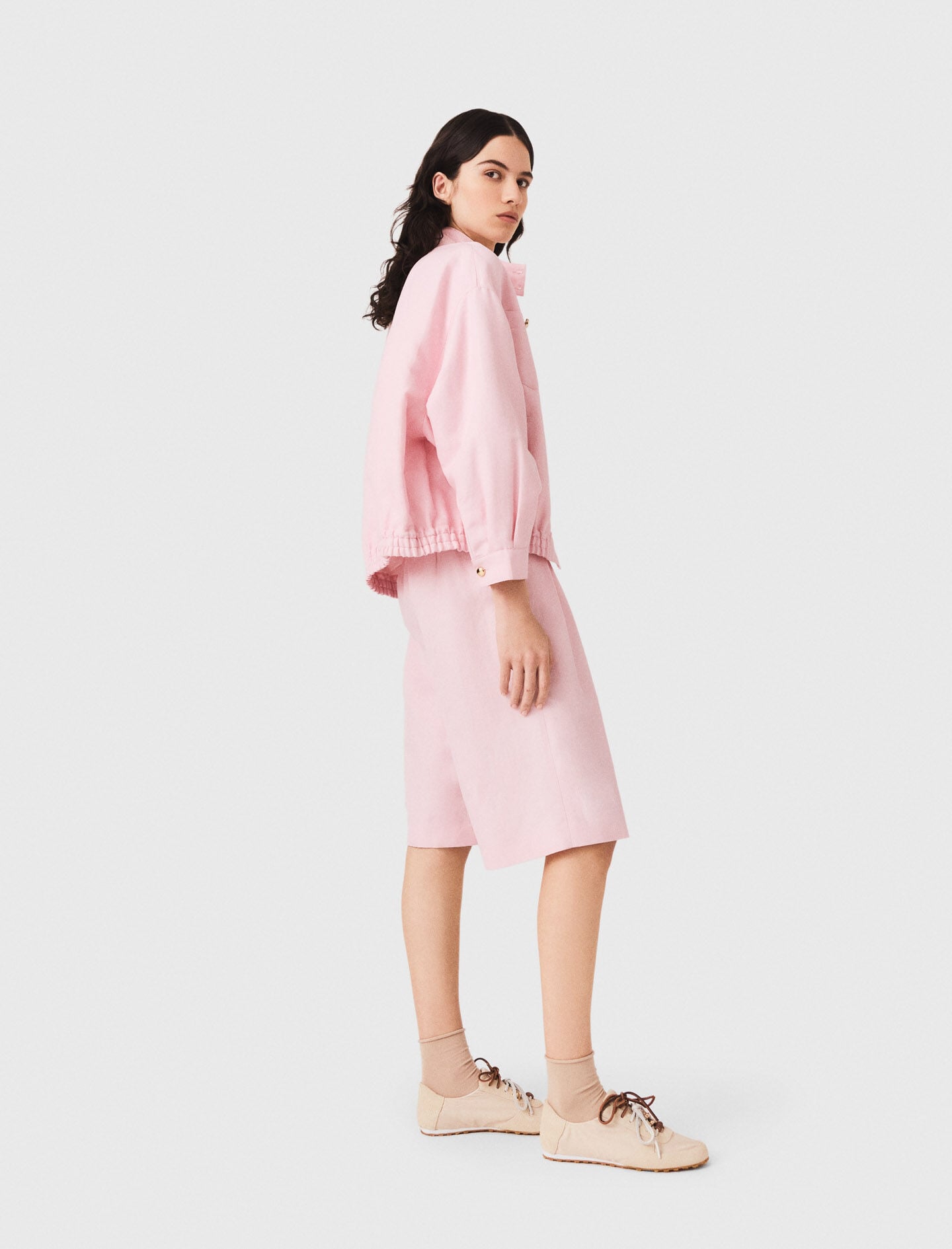 Maje Linen blend bomber jacket