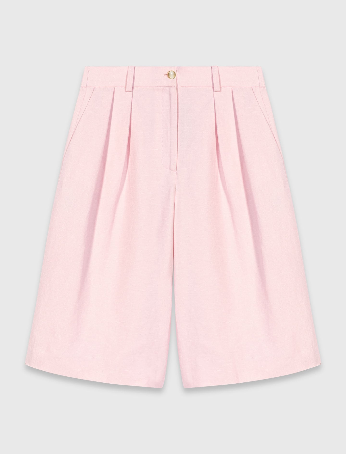 Maje Pleated linen blend Bermuda shorts