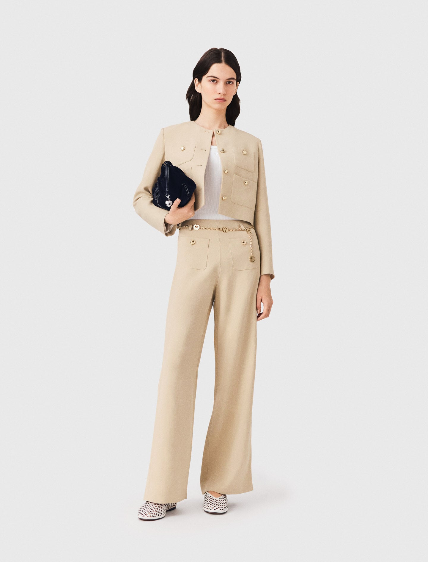 Maje Linen blend suit trousers