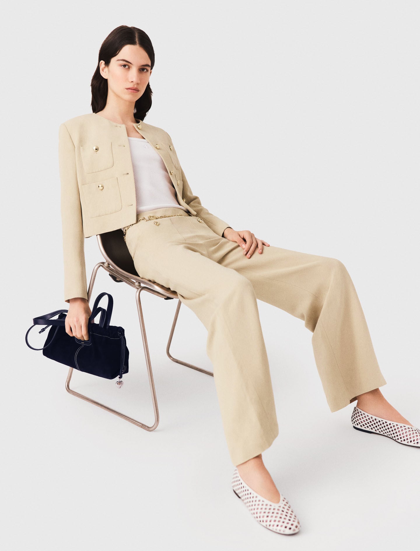 Maje Linen blend suit trousers