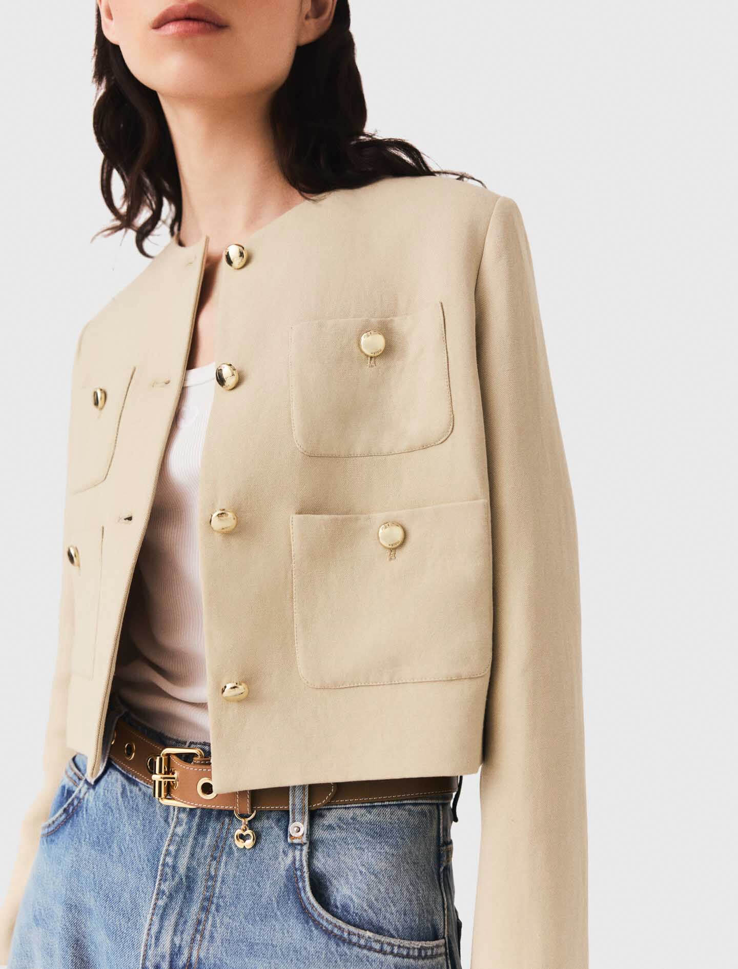 Maje Short linen blend jacket