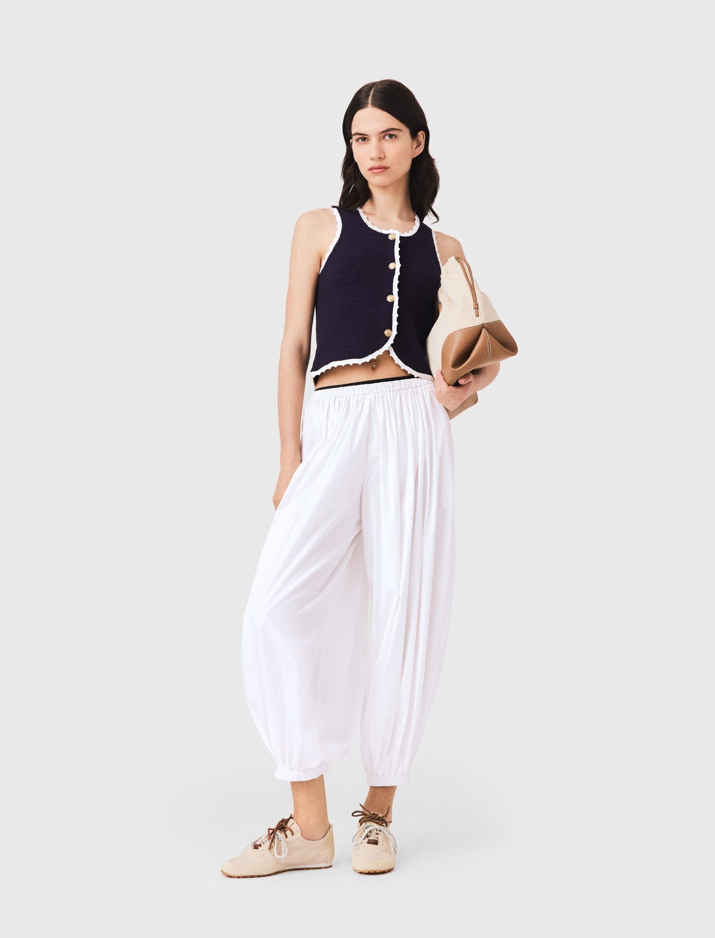 Maje Knit top with crochet trim