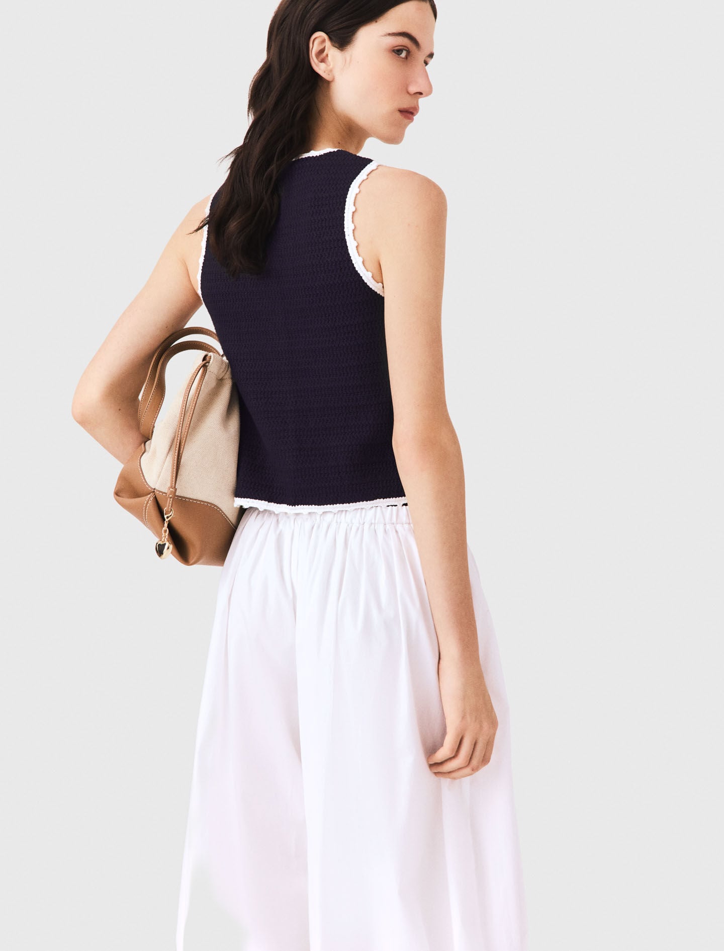 Maje Knit top with crochet trim