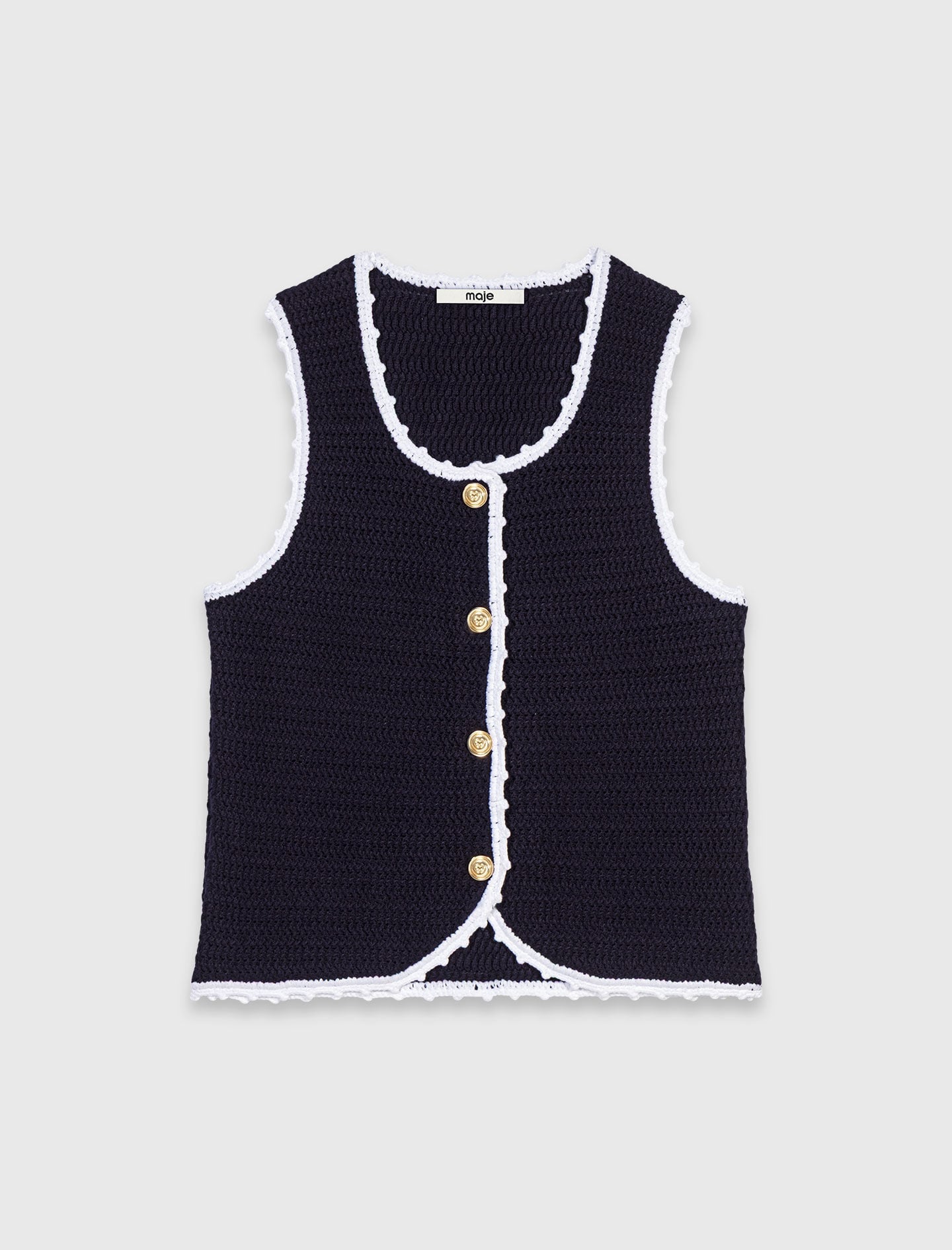 Maje Knit top with crochet trim