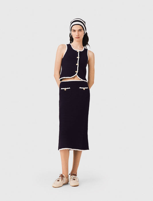 Maje Midi skirt with crochet trim