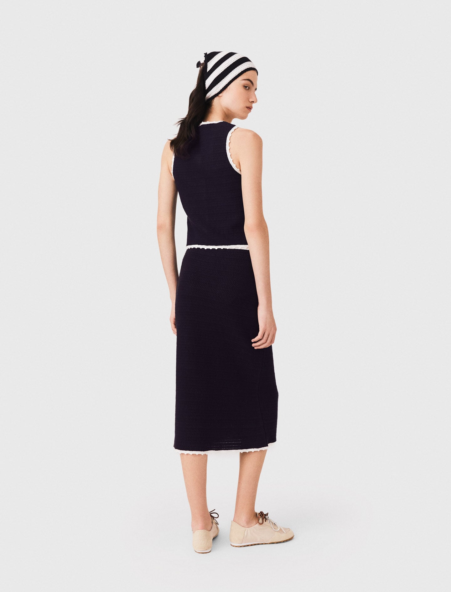 Maje Midi skirt with crochet trim