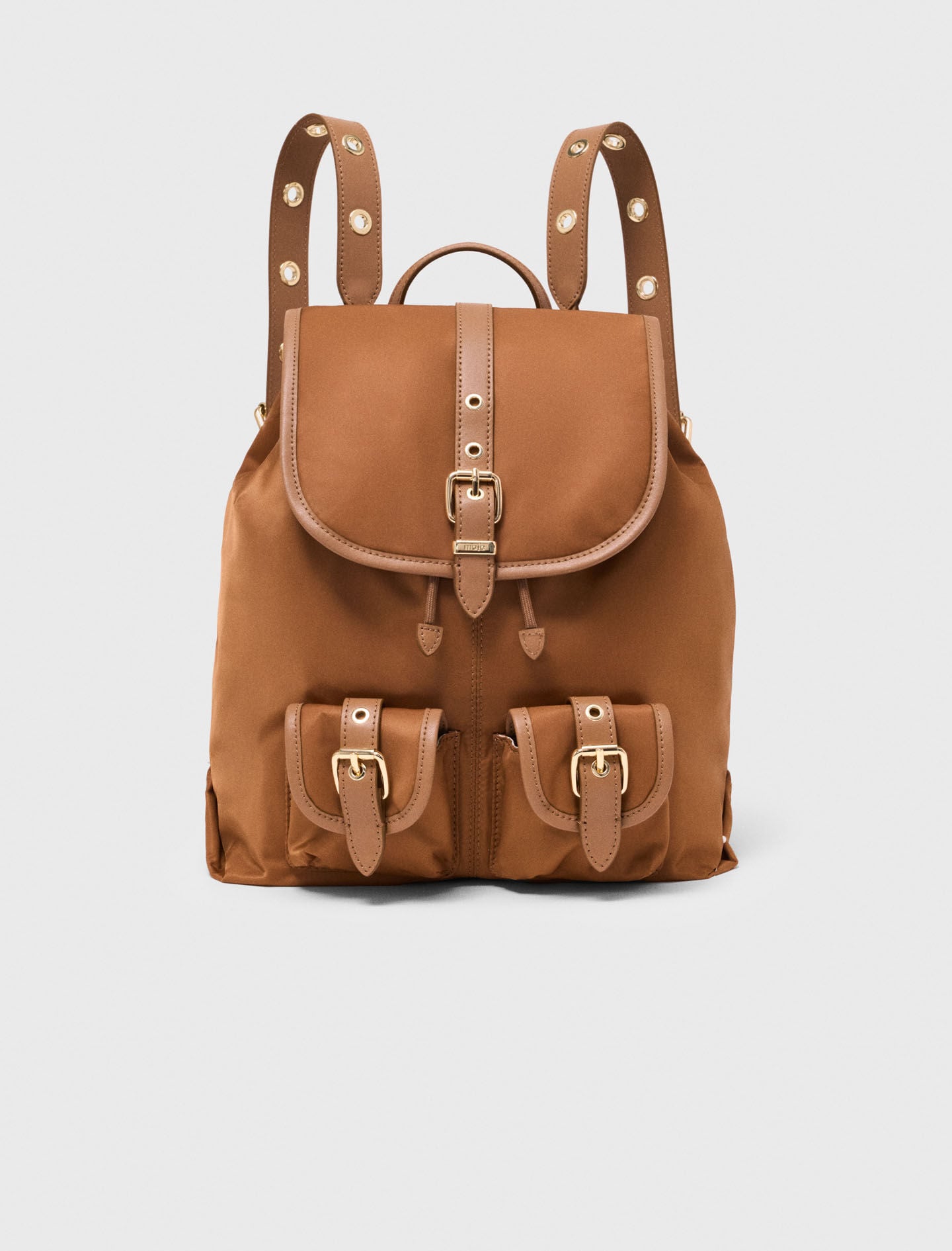 Maje Leather and nylon backpack