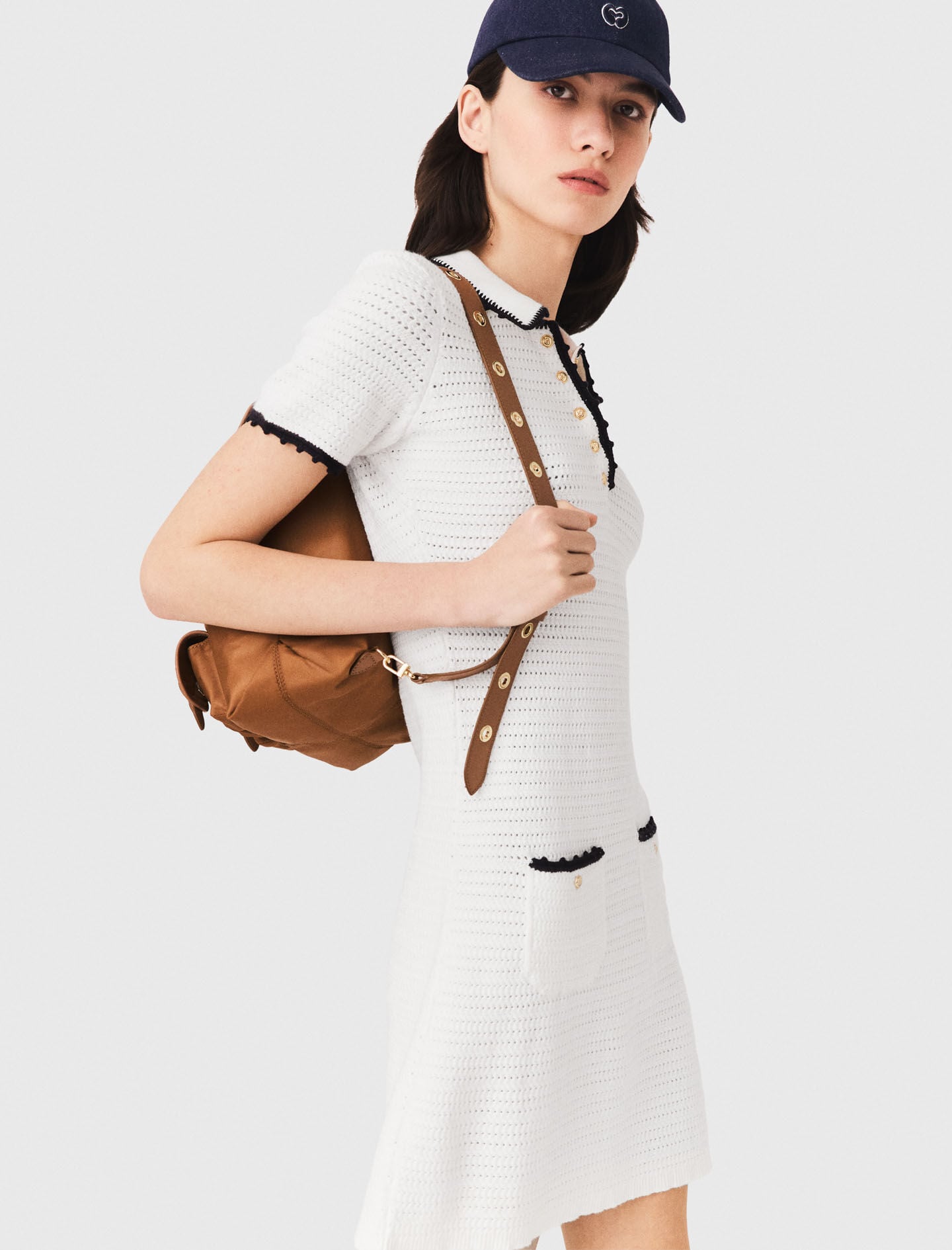 Maje Leather and nylon backpack