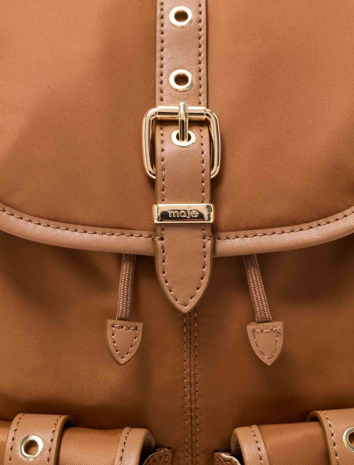 Maje Leather and nylon backpack