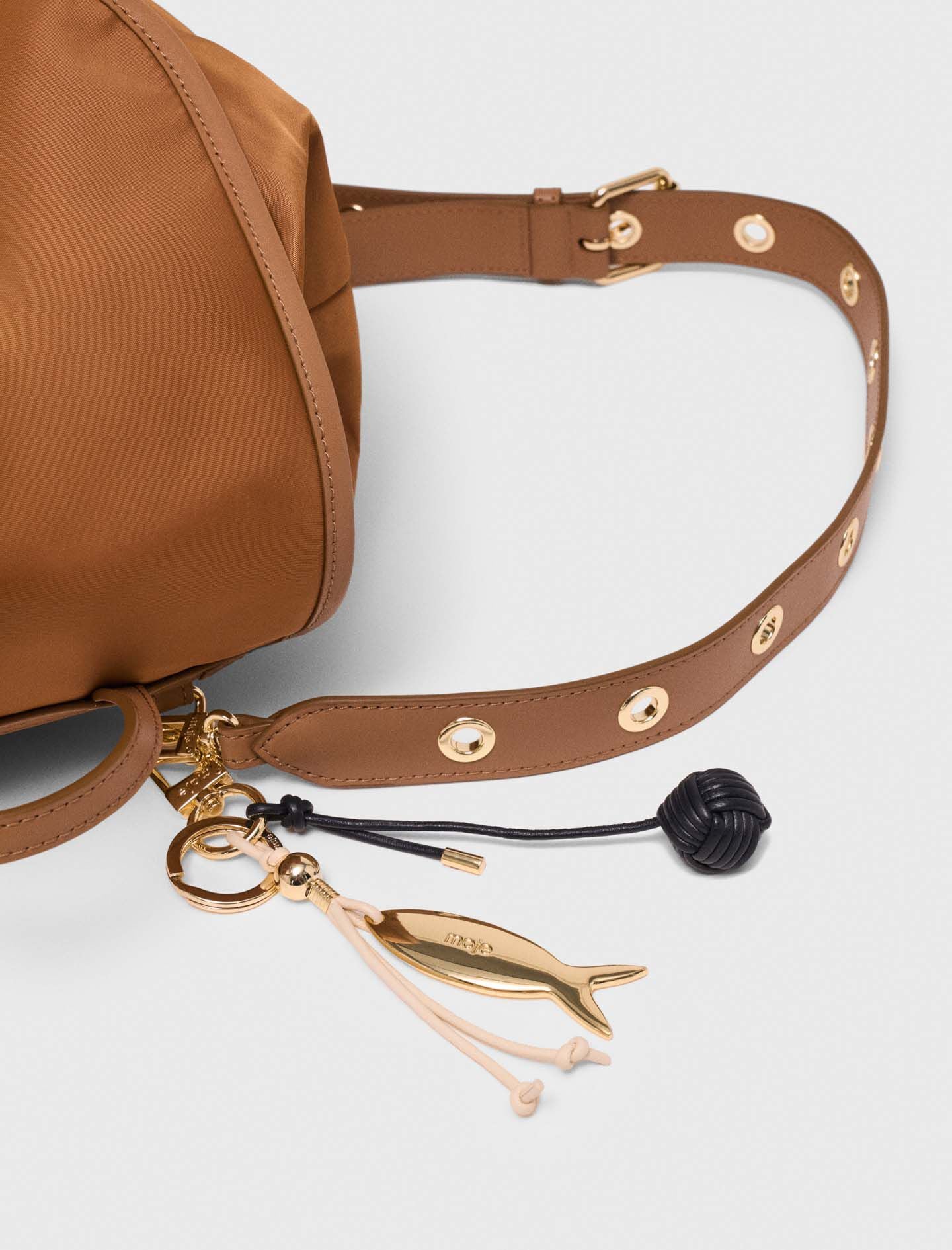 Maje Leather and nylon backpack