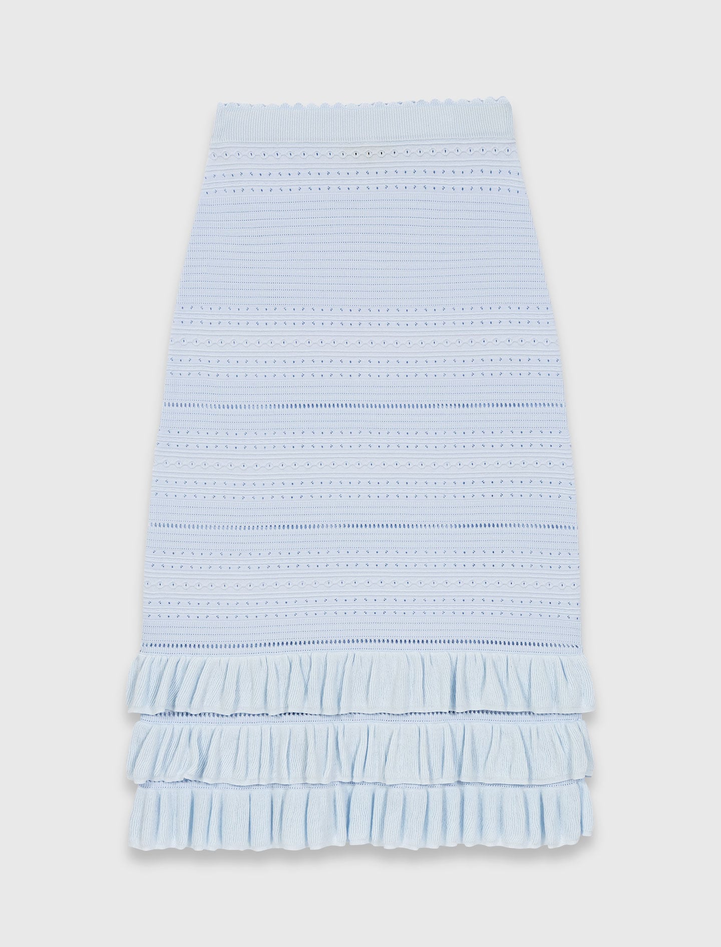 Maje Long ruffled knit skirt