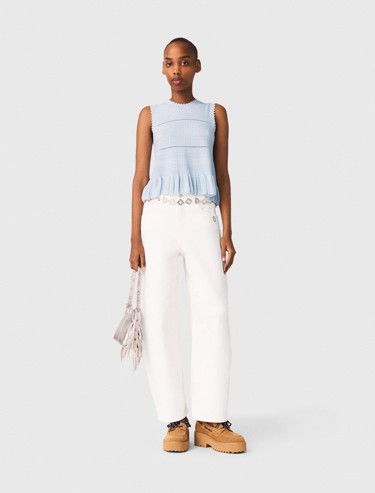Maje Ruffled knit top