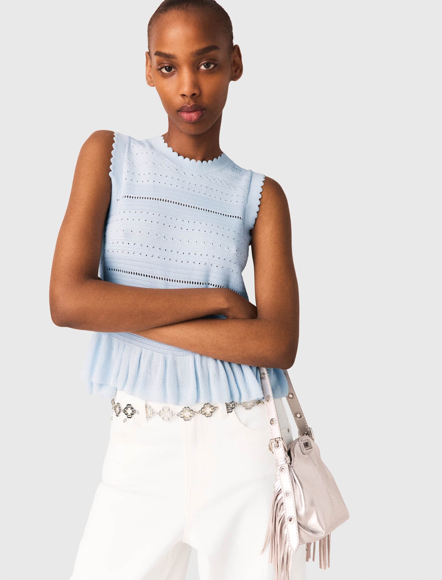 Maje Ruffled knit top