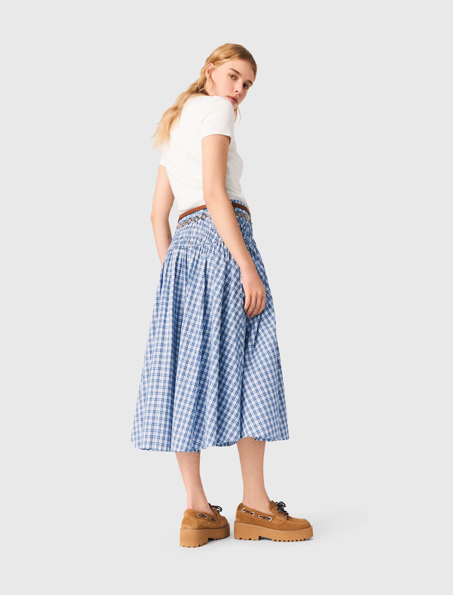 Maje Rhinestone cotton maxi skirt