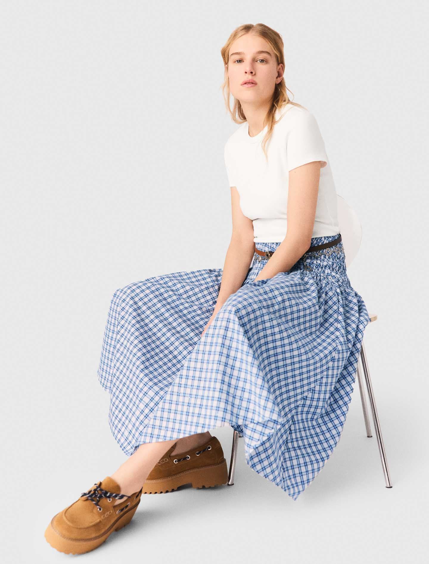 Maje Rhinestone cotton maxi skirt