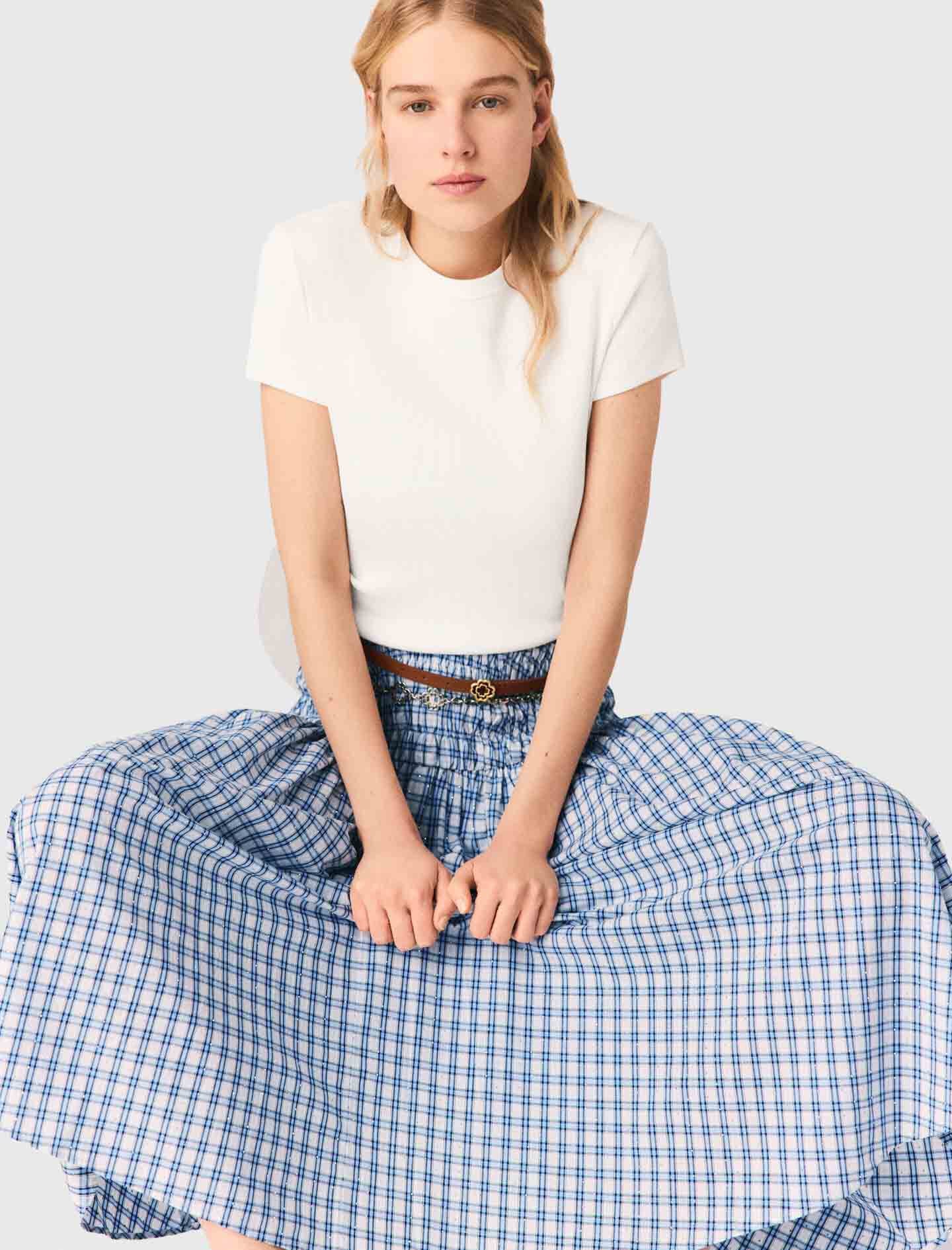 Maje Rhinestone cotton maxi skirt