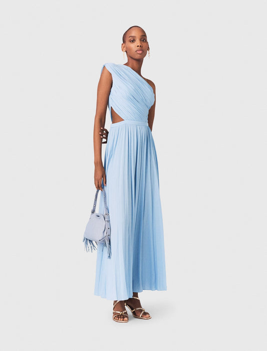 Maje Asymmetrical pleated maxi dress