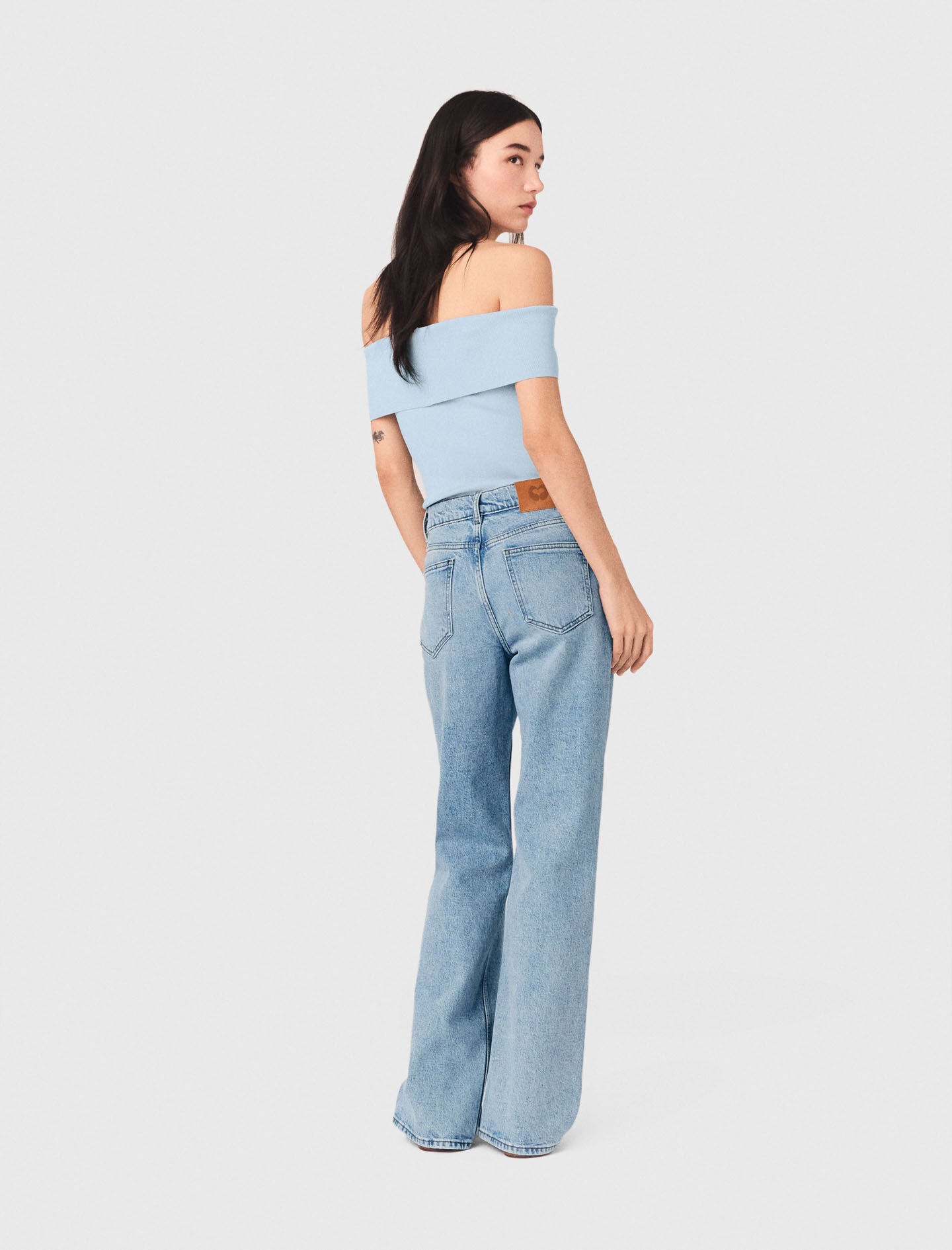 Maje Bardot rib knit top