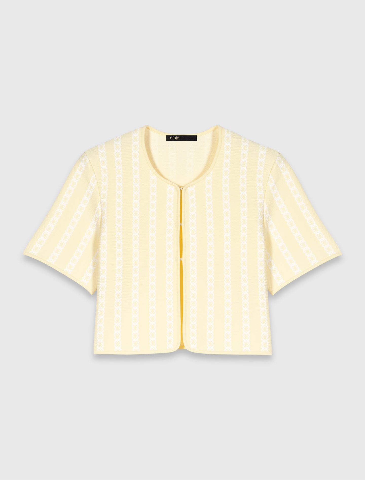 Maje Cropped fancy knit cardigan