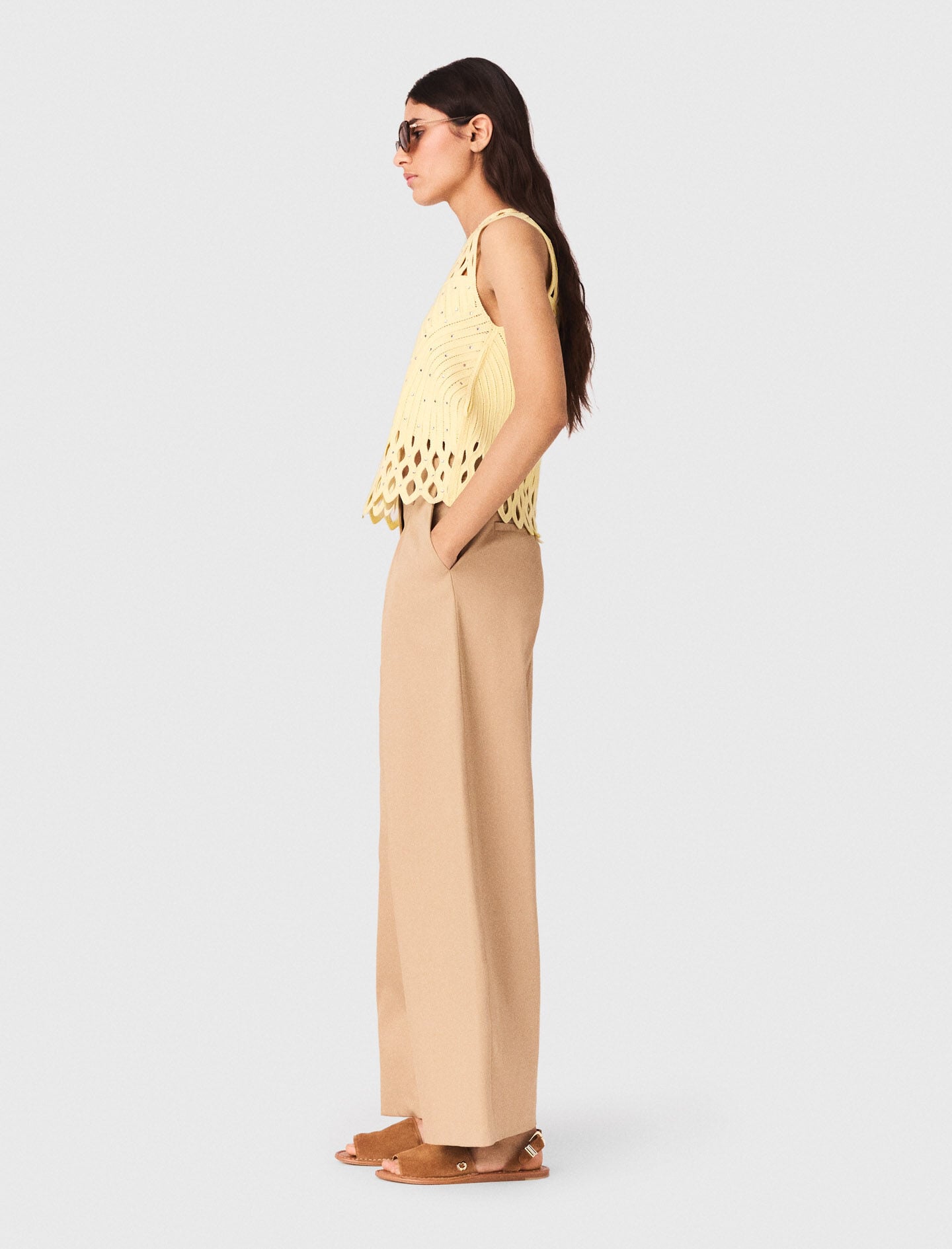 Maje Crochet rhinestone top