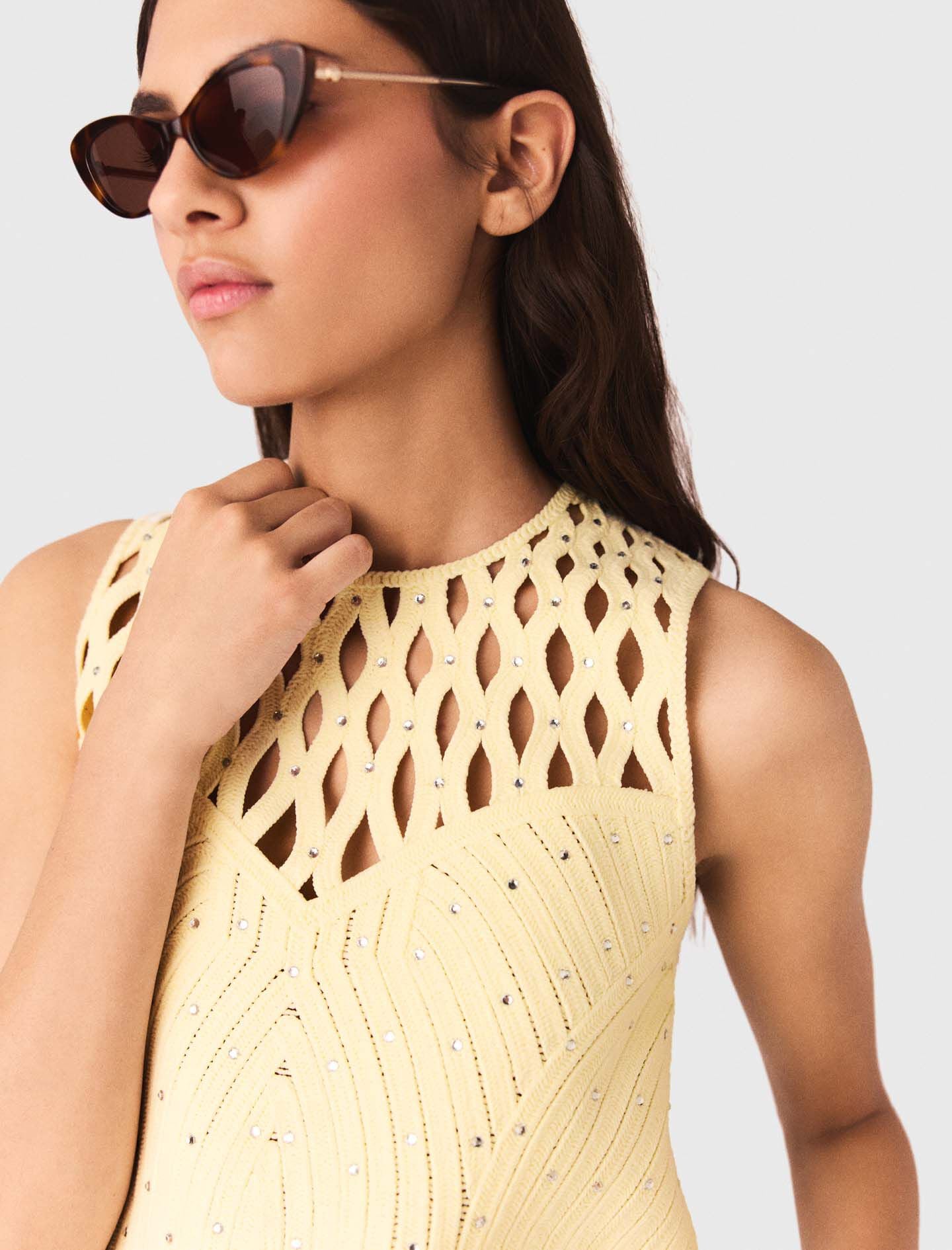 Maje Crochet rhinestone top