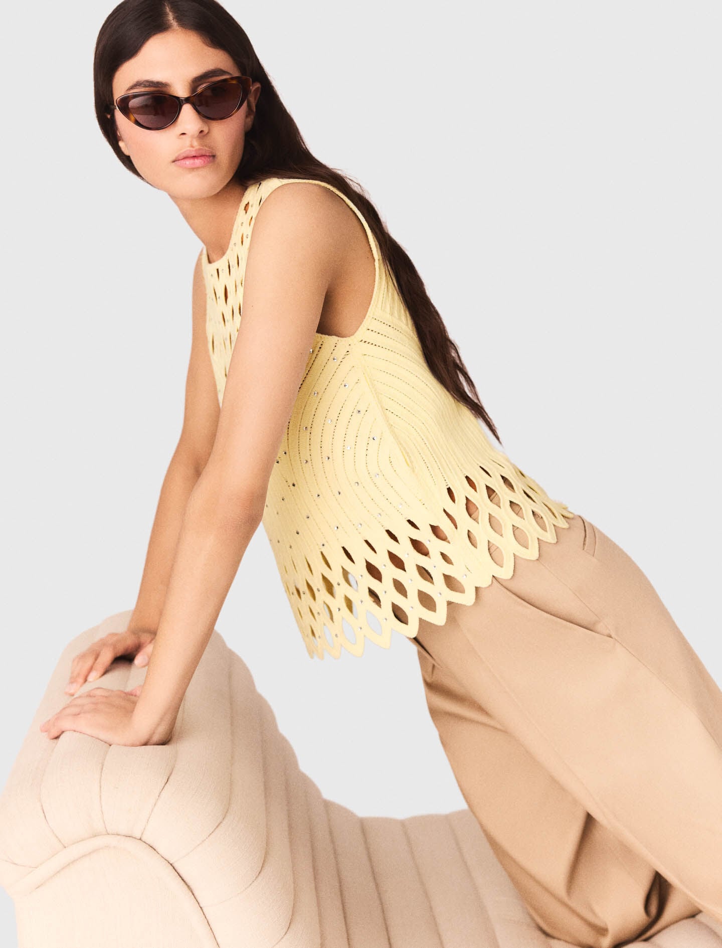 Maje Crochet rhinestone top