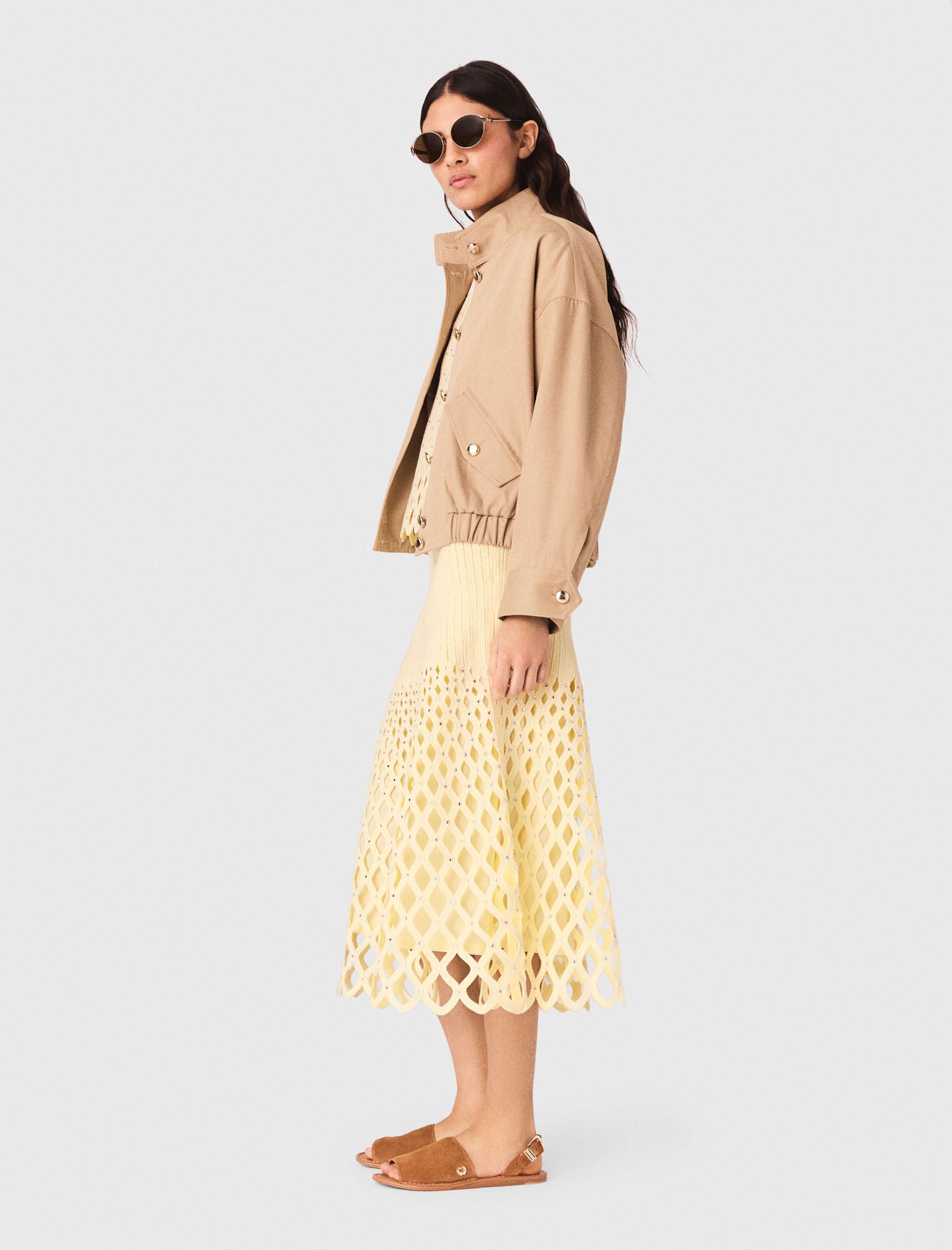 Maje Crochet rhinestone skirt